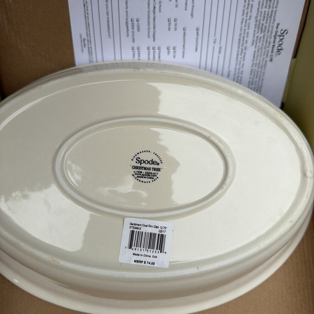 Spode Christmas Tree Oval Rim Dish With Sentiment New In Box - Picture 4 of 5